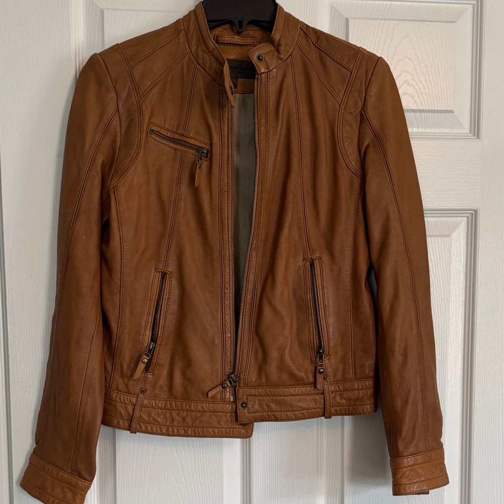 Elegant Brown Leather Jacket for Women